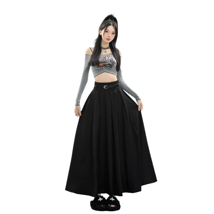 pleated maxi skirt