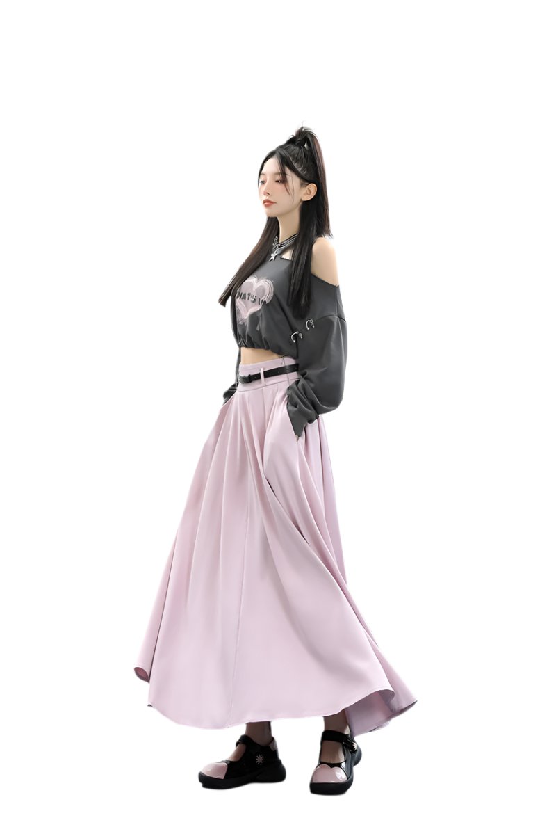 pleated maxi skirt