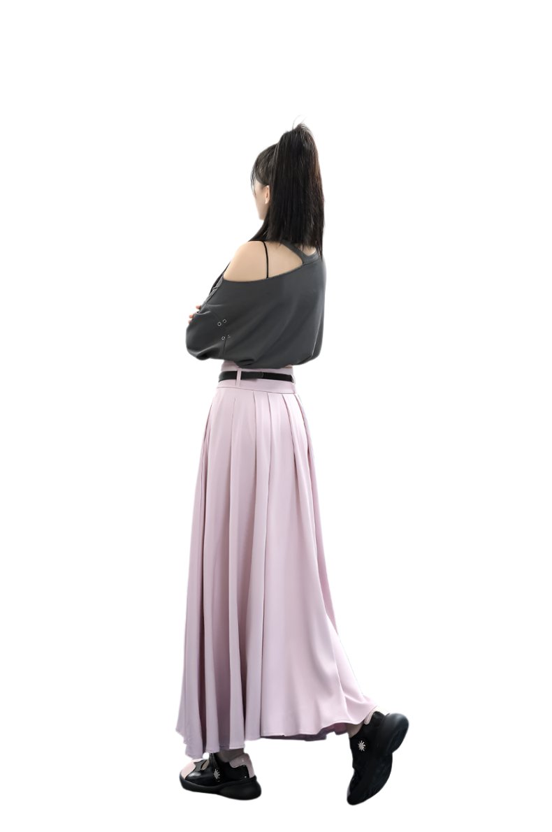 pleated maxi skirt