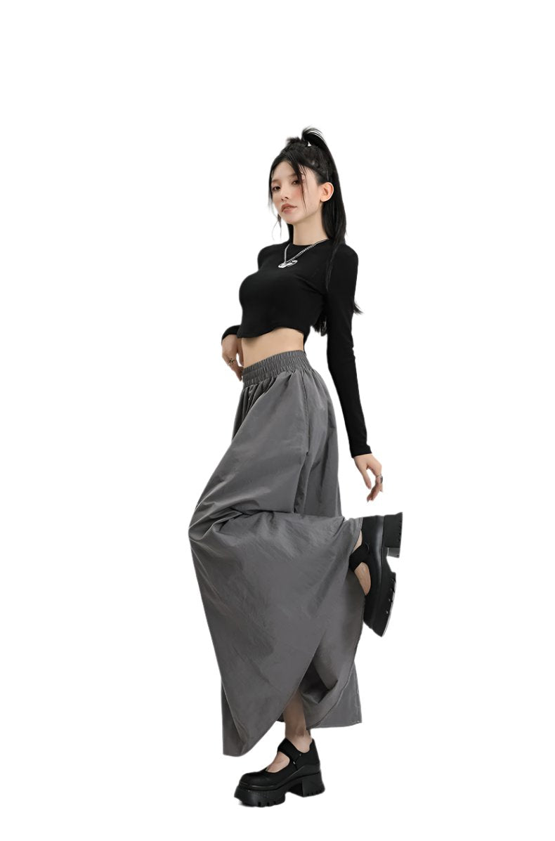 pleated maxi skirt