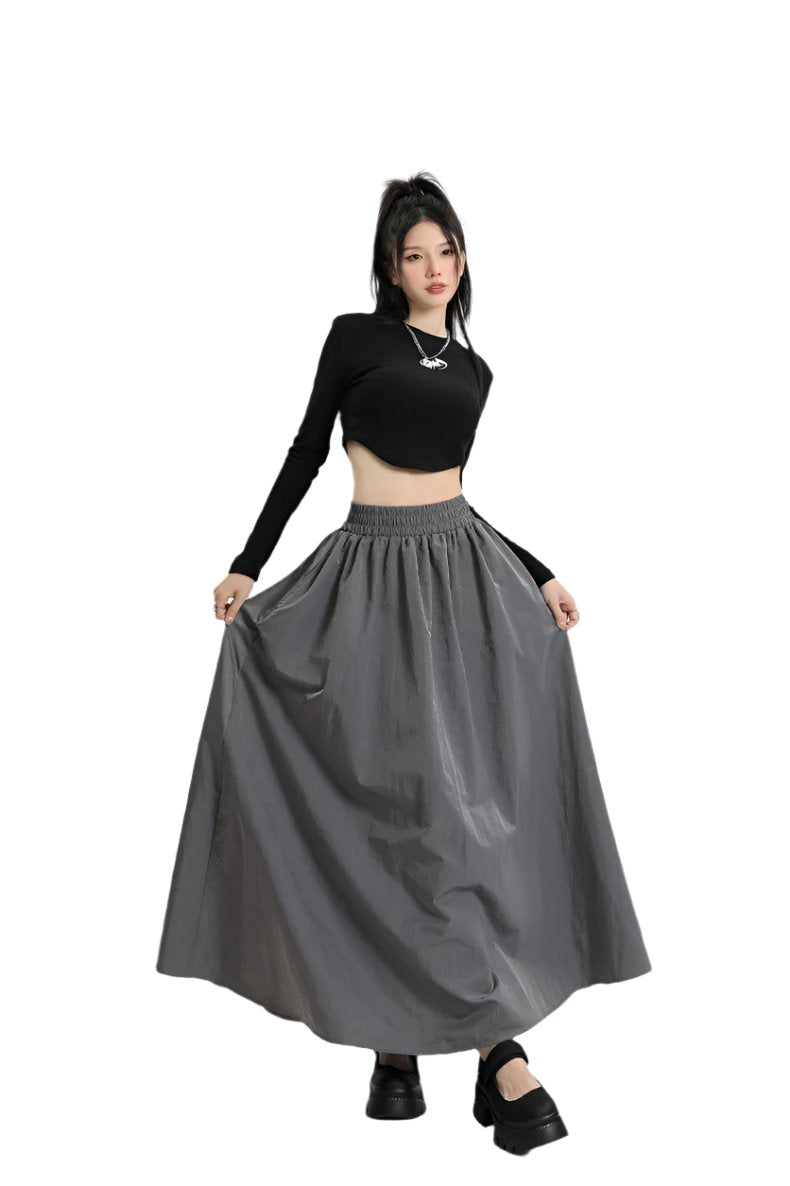 pleated maxi skirt