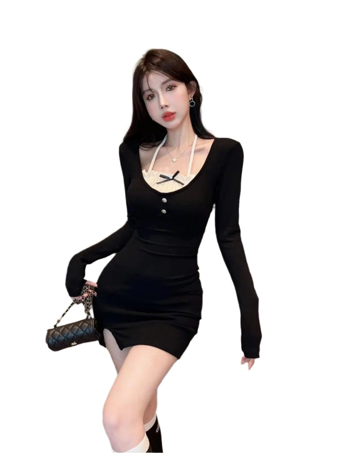 Acubi style black mini dress