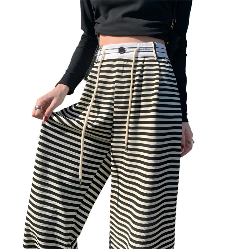 black and white striped pants