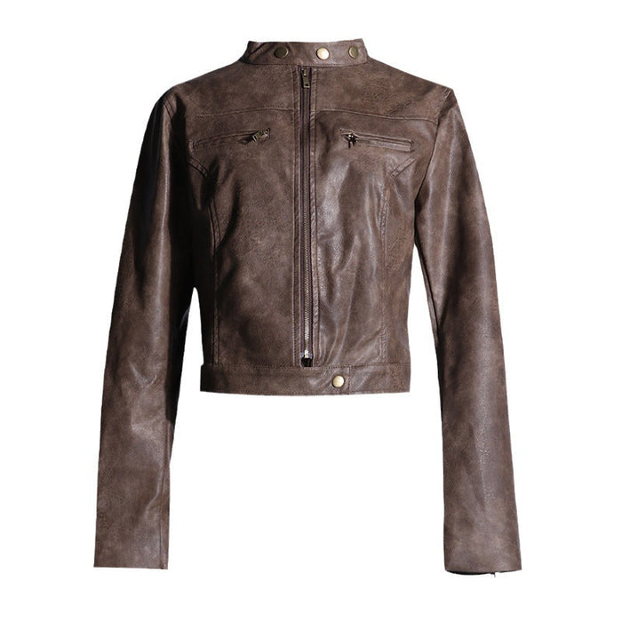 Cropped Faux Leather Jacket