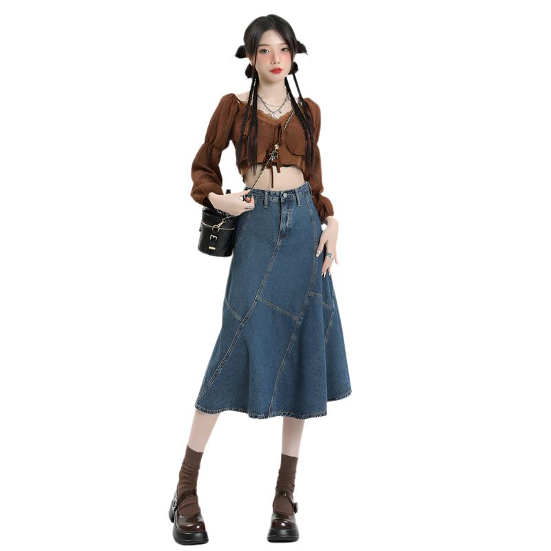 denim midi skirt