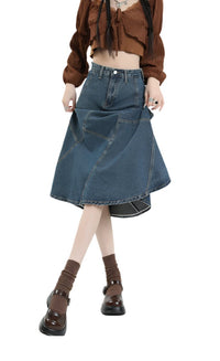 denim midi skirt