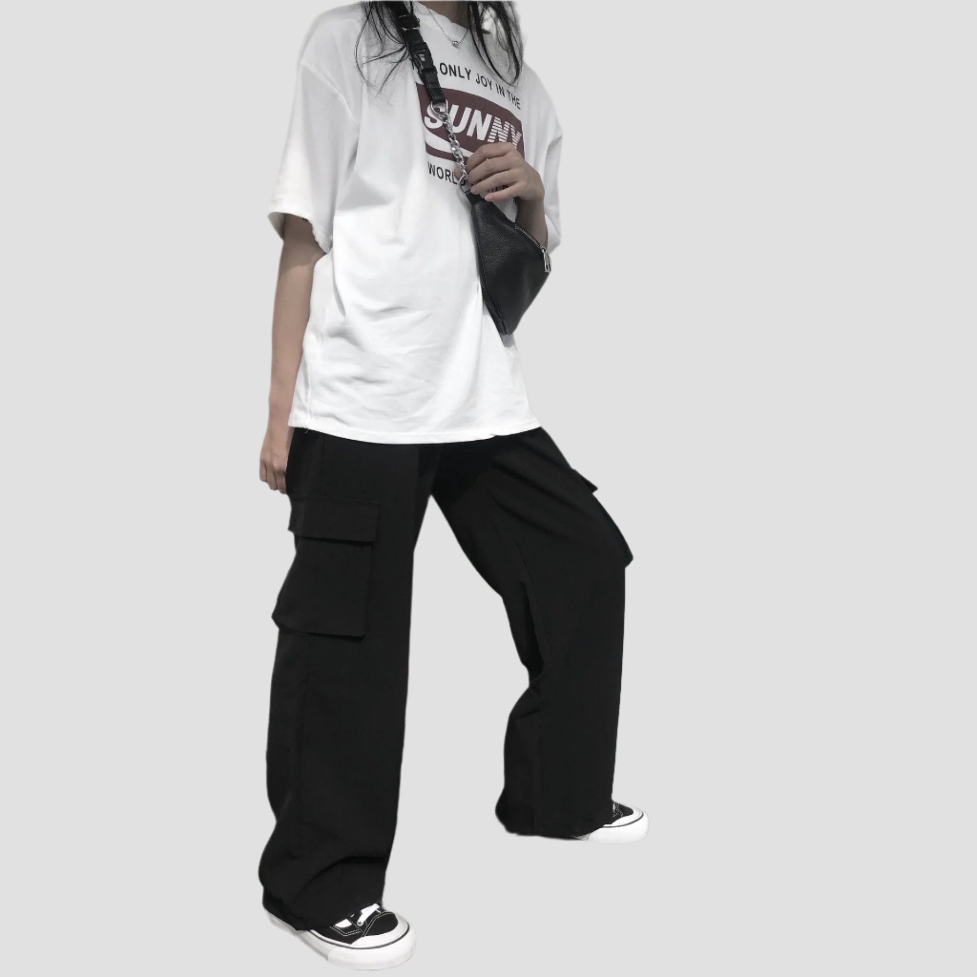 Y2k baggy pants black cargo