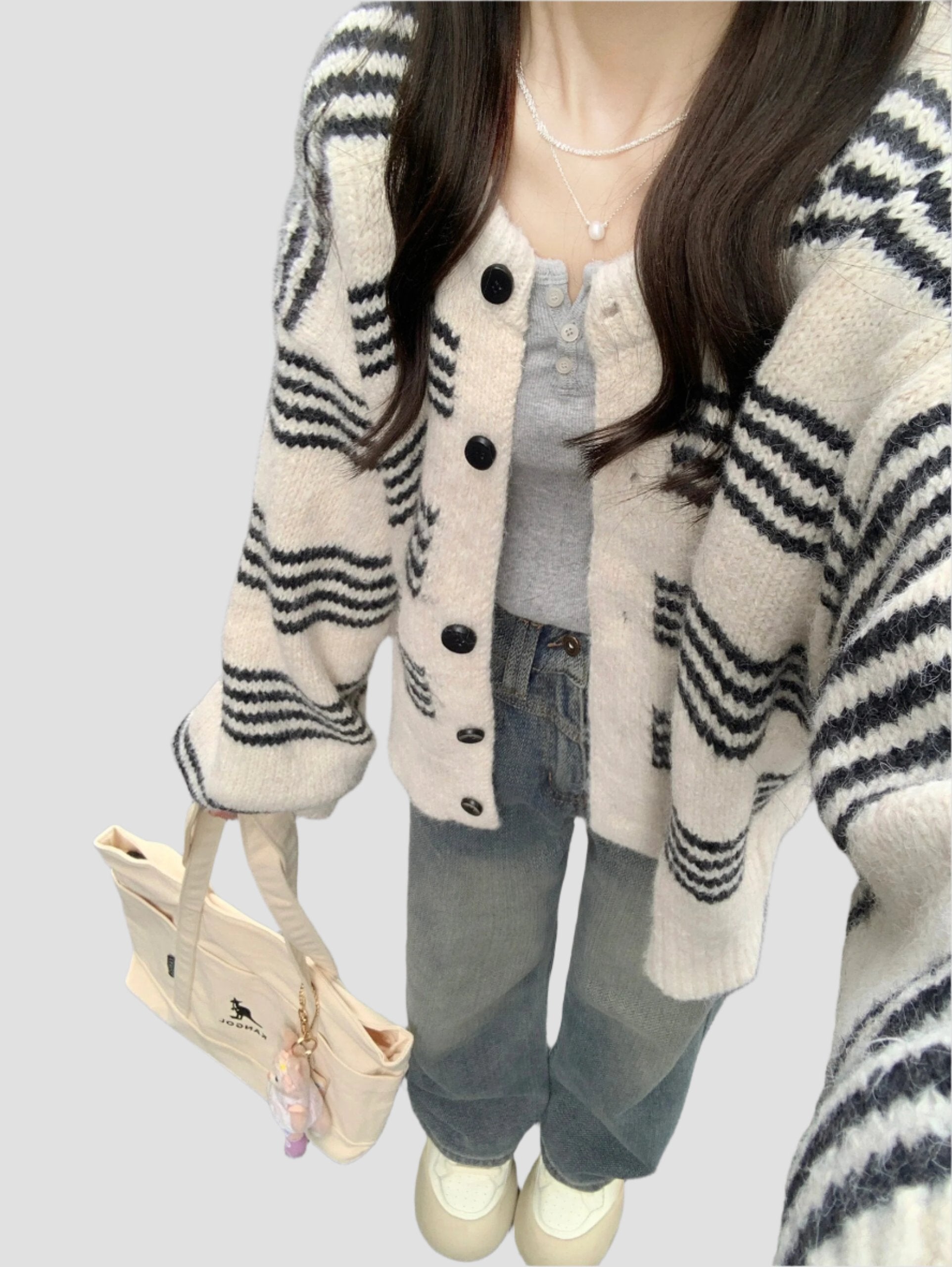 striped cardigan