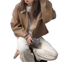 Y2k leather jacket brown